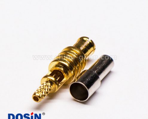 6-1 MCX公頭180度直式鍍金開天窗壓接式