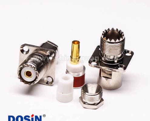 6-3 uhf同軸連接器母頭直式UHF-SL16-J-4螺母鎖緊帶法蘭接線