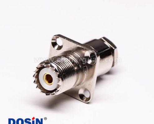 6 uhf同軸連接器母頭直式UHF-SL16-J-4螺母鎖緊帶法蘭接線