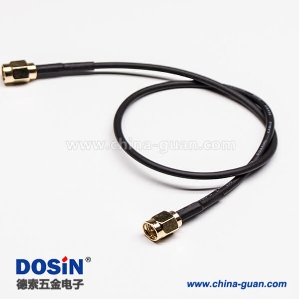 19 SMA公轉SMA公頭直式180度黑色同軸線組裝線材