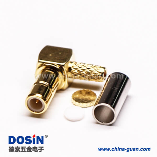 3 SMB母頭連接器彎式90度鍍金壓接式