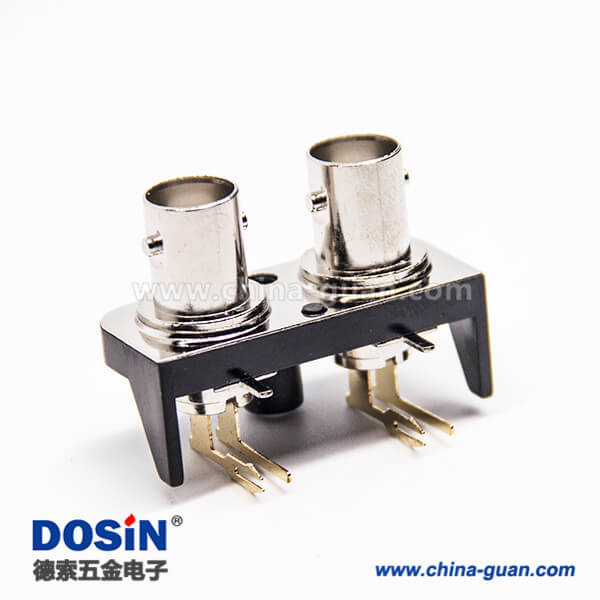 31 BNC塑料外殼雙母頭彎式連接器穿孔接PCB板