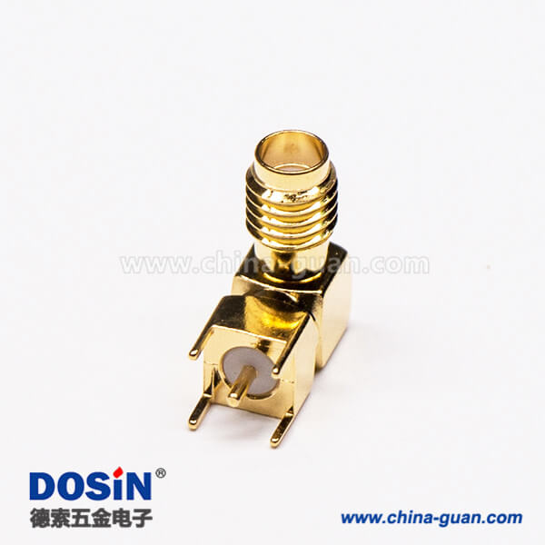 5-1 SSMA彎式插座母頭母針射頻連接器穿孔接PCB板