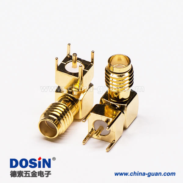 5-4 SSMA彎式插座母頭母針射頻連接器穿孔接PCB板