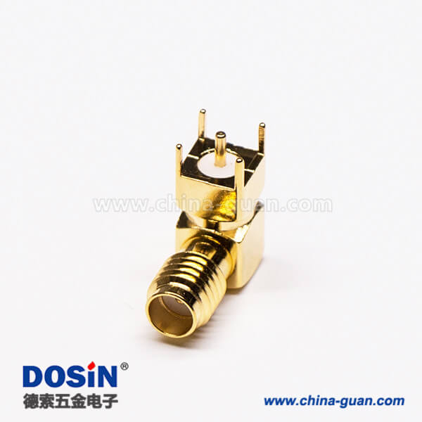 5 SSMA彎式插座母頭母針射頻連接器穿孔接PCB板