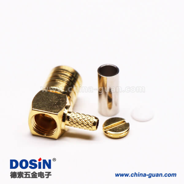 8-1 連接器SMB公頭彎式90度壓接接線鍍金
