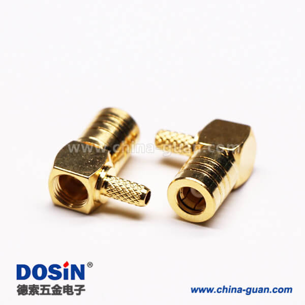 8-2 連接器SMB公頭彎式90度壓接接線鍍金