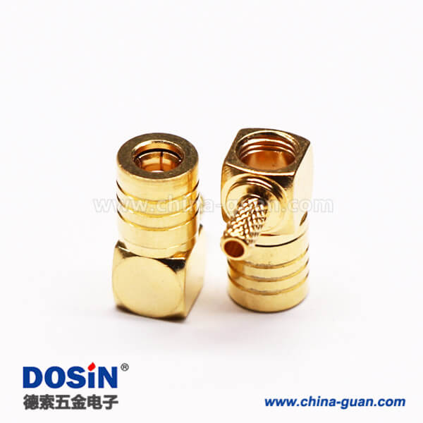 8-3 連接器SMB公頭彎式90度壓接接線鍍金