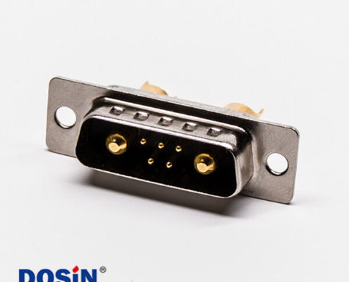 大電流 D SUB接口7W2焊線直式短體光孔鉚合公頭