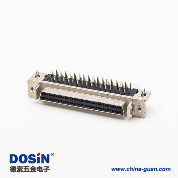 2 68針scsi連接器母頭彎式帶魚叉腳插板式接PCB板