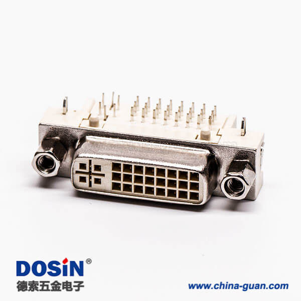 35 連接器dvi24+5彎頭帶螺母插板母頭帶魚叉
