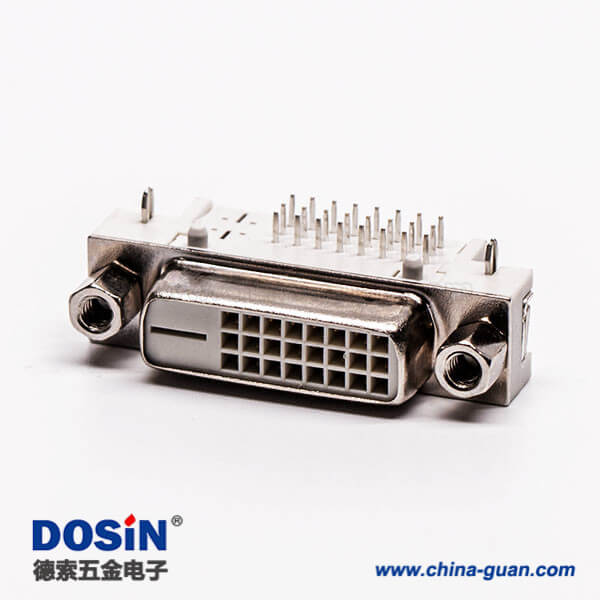 36 顯示器dvi接口母頭彎角帶螺母插板帶魚叉腳
