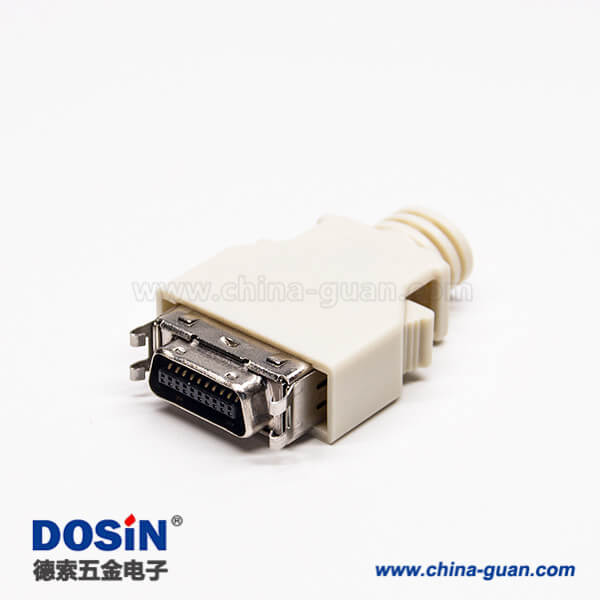 5 SCSI連接器20針公頭直式按鍵式焊接接線帶塑料外殼