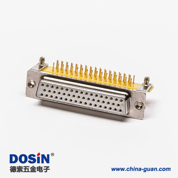 高密度插針db50針母頭彎式車針帶支架鉚鎖插孔接PCB板