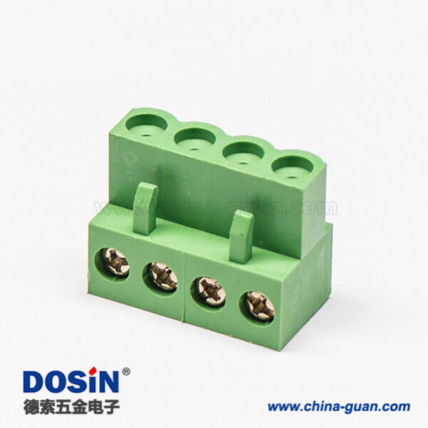 74 對插綠色接線端子彎式4螺絲插拔式端子插頭