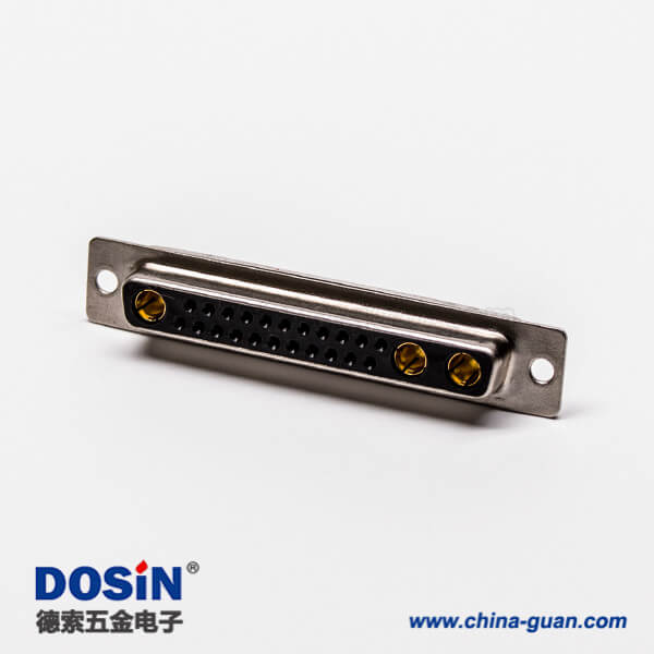 9 大電流連接器 D-SUB 25W3直式插孔光孔鉚合母座接PCB