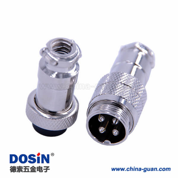 11-1 GX16 4芯航空插頭接線直式公母對接式連接器