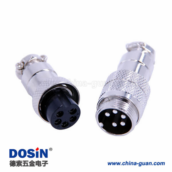 12-1 GX16對接航空插頭直式5芯防水IP55圓形連接器