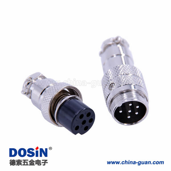 13-1 6芯航空對接插頭GX16直式金屬公母連接器