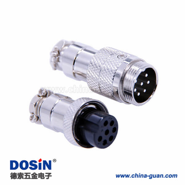 14 7芯密封連接器GX16直式公母對接航空頭