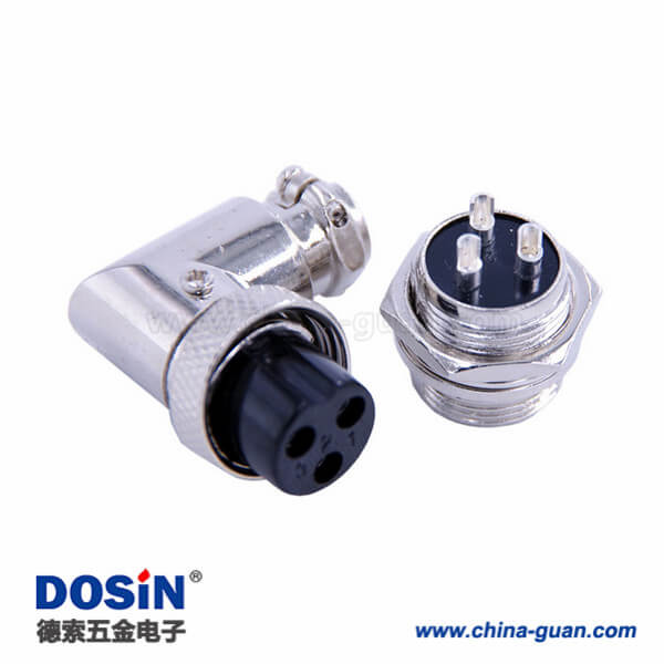 18 GX16 3芯彎式連接器母頭公座板端接線