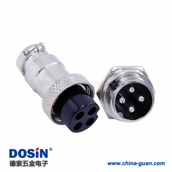 2-1 GX16 4芯航空連接器直式電纜式母頭公座