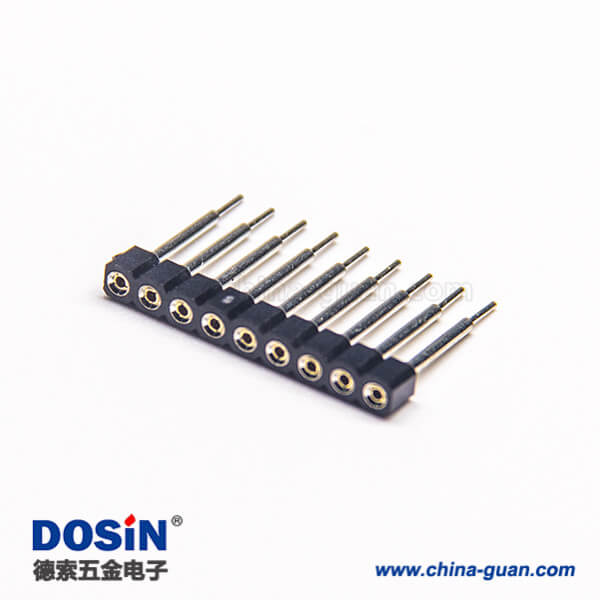 20 單排圓孔座排母連接器2.54mm間距9pin直式長15mm