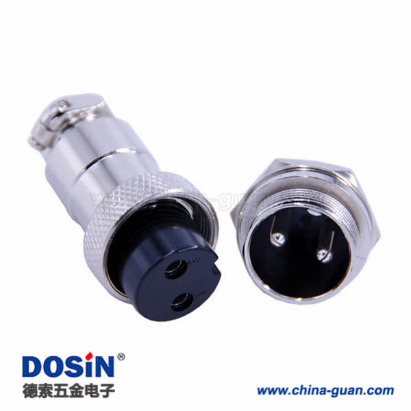 24 GX20 2芯圓形連接器直式公頭插座母插頭