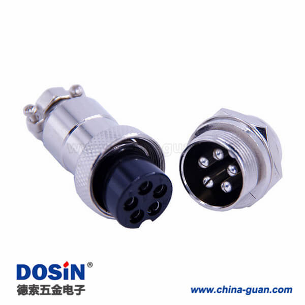 27-1 5芯GX20圓形連接器直式公插座母插頭