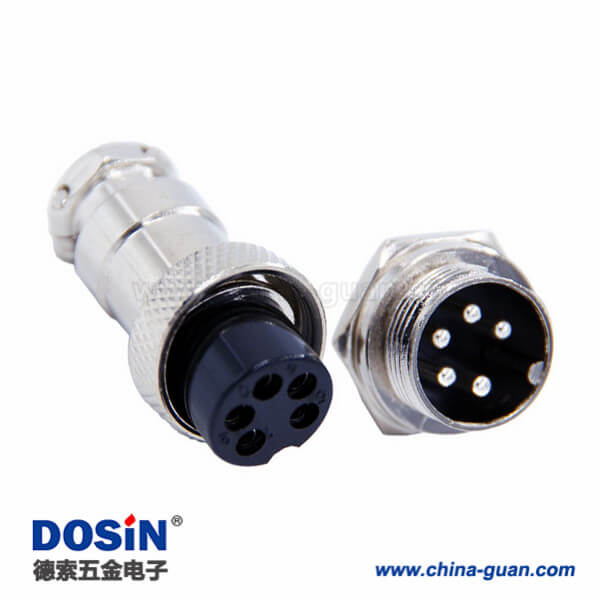 3 航空插頭5芯GX16直式防水電子連接器