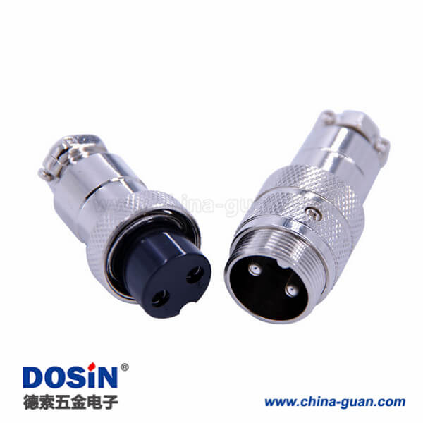 33-1 GX20航空對接插頭2芯電纜式直式公母圓形連接器