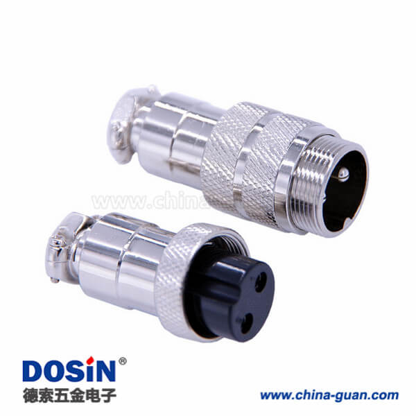33 GX20航空對接插頭2芯電纜式直式公母圓形連接器