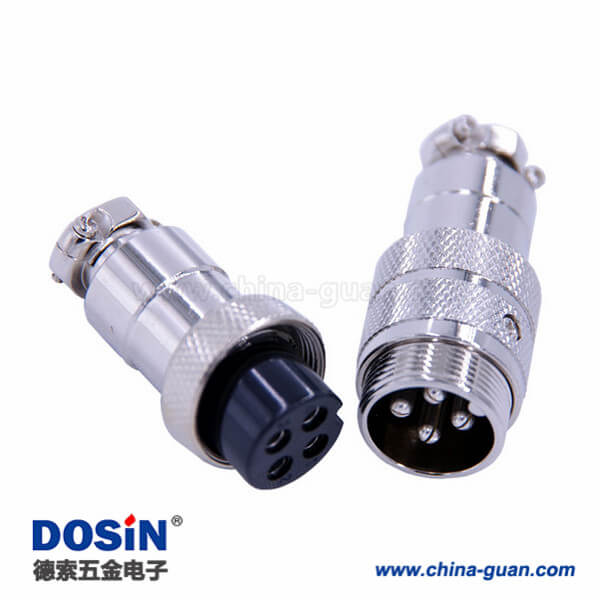 35-1 GX20航空插頭接線4芯直式對接公母連接器