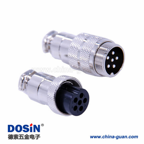 37 6芯電纜線連接器GX20直式公母航空插頭接線