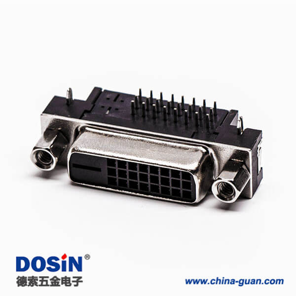 37 24+1dvi接口D型母頭帶螺母彎角插板黑色膠芯帶魚叉