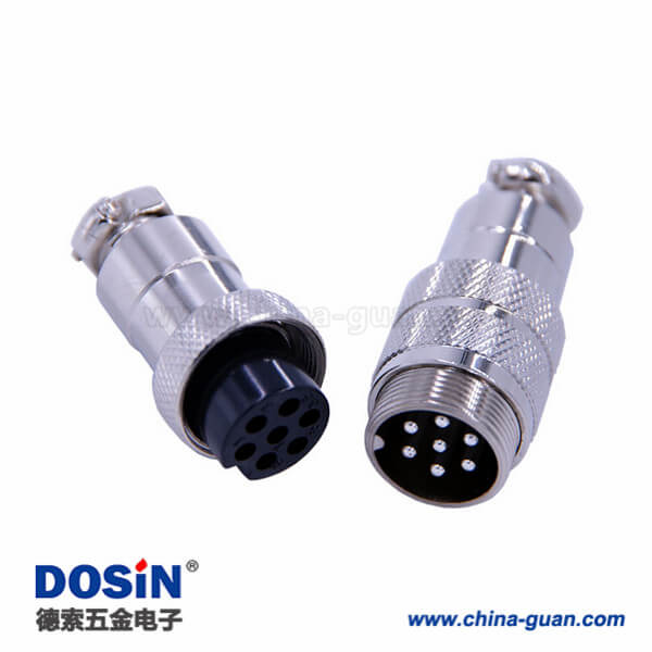 38 防水連接器7芯GX20直式對接航空插頭公母