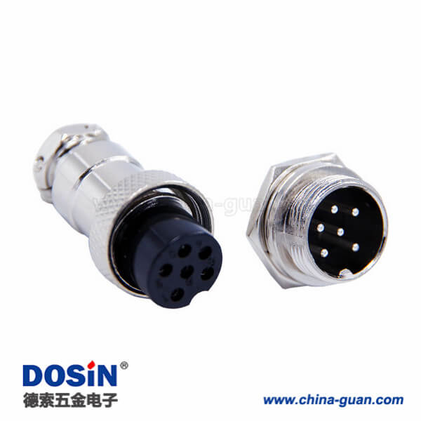 4-1 6芯航空插頭GX16直式螺紋連接式航空頭