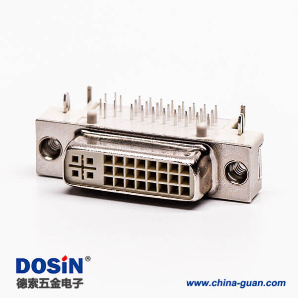 40 dvi接口pcb板彎角母頭插板帶魚叉穿孔