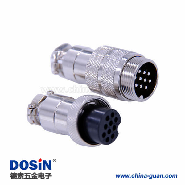 41 10芯電纜航空插頭直式GX20對接圓形公母連接器