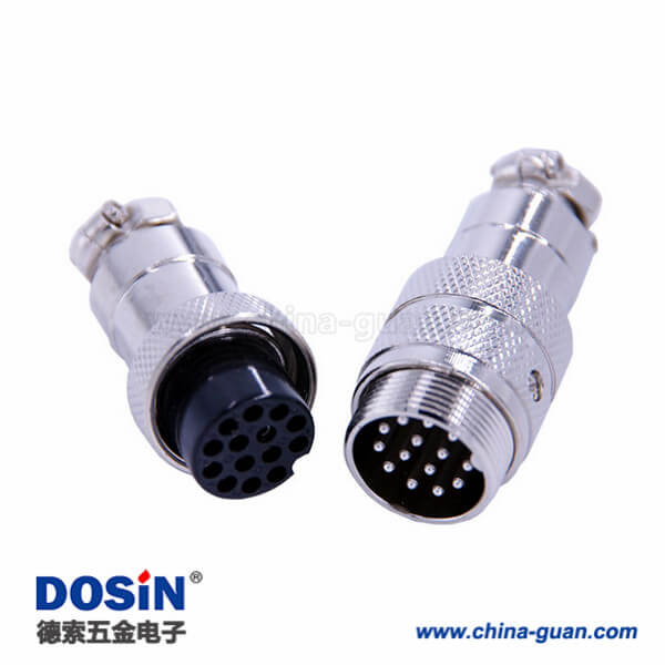 43-1 14芯圓孔插頭接線GX20航空直式公母對接連接器