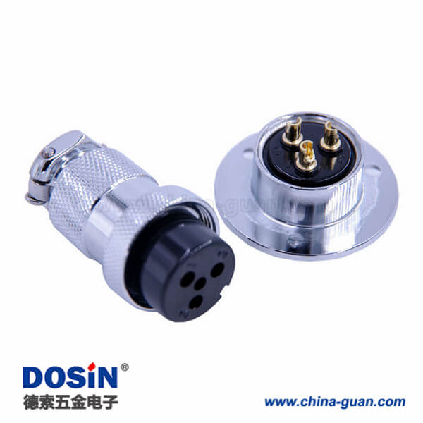 57-1 法蘭連接圓盤GX25 IP55防水連接器直式3芯公母航空連接器