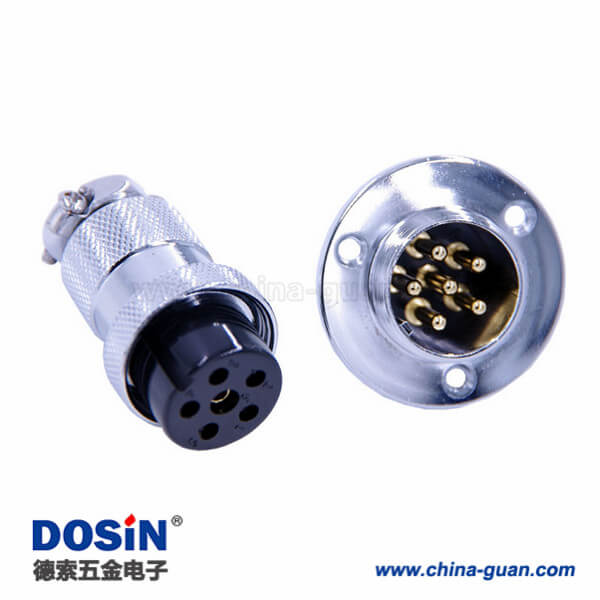 59-2 航空接頭GX25 IP55直式防水連接器6芯法蘭公母連接器