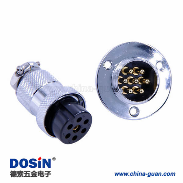 60-2 GX25航空插頭防水直式圓形法蘭公座母頭