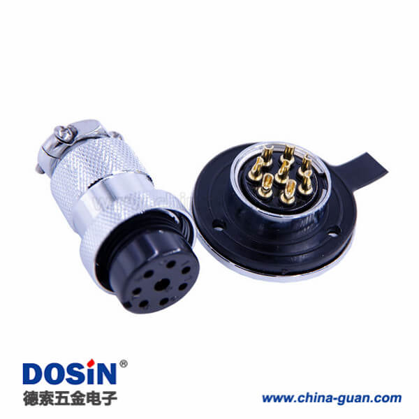61-1 航空插頭GX25-8芯防水IP55法蘭圓盤直式公母連接器5套