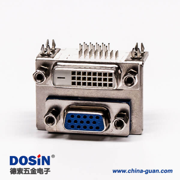 64 顯示器DVI和D-SUB雙胞胎24+1對HDR15母頭彎角接PCB板