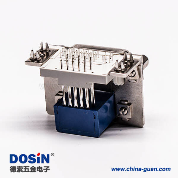 65-1 DVI接口與15針接口雙胞胎藍膠彎式母頭接PCB板連接器