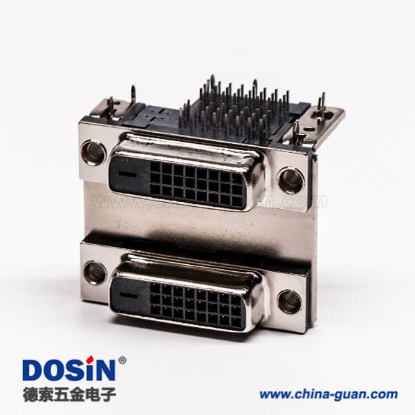 67 DVI24+1連接器雙胞胎母頭彎式魚叉插PCB板連接器