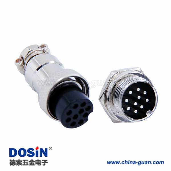 8 GX16 10芯插頭插座直式金屬公母航空連接器