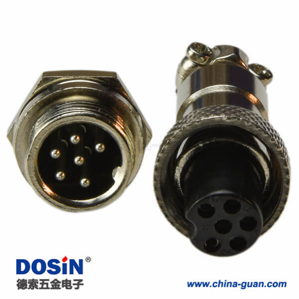 80-3 電纜連接器GX12-6P公插座母插頭航空直式連接器5套