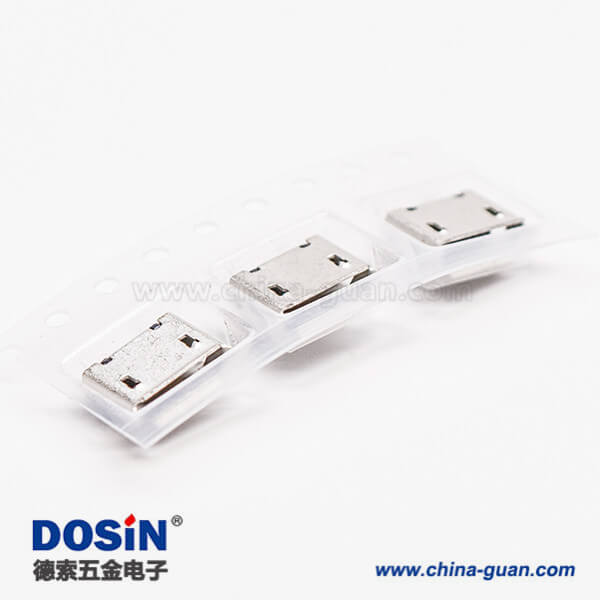 micro usb b型封裝5p母座SMT直式DIP 6.4帶焊盤帶定位子